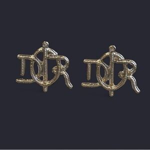 Dior Gold-Tone Logo Stud Earrings
